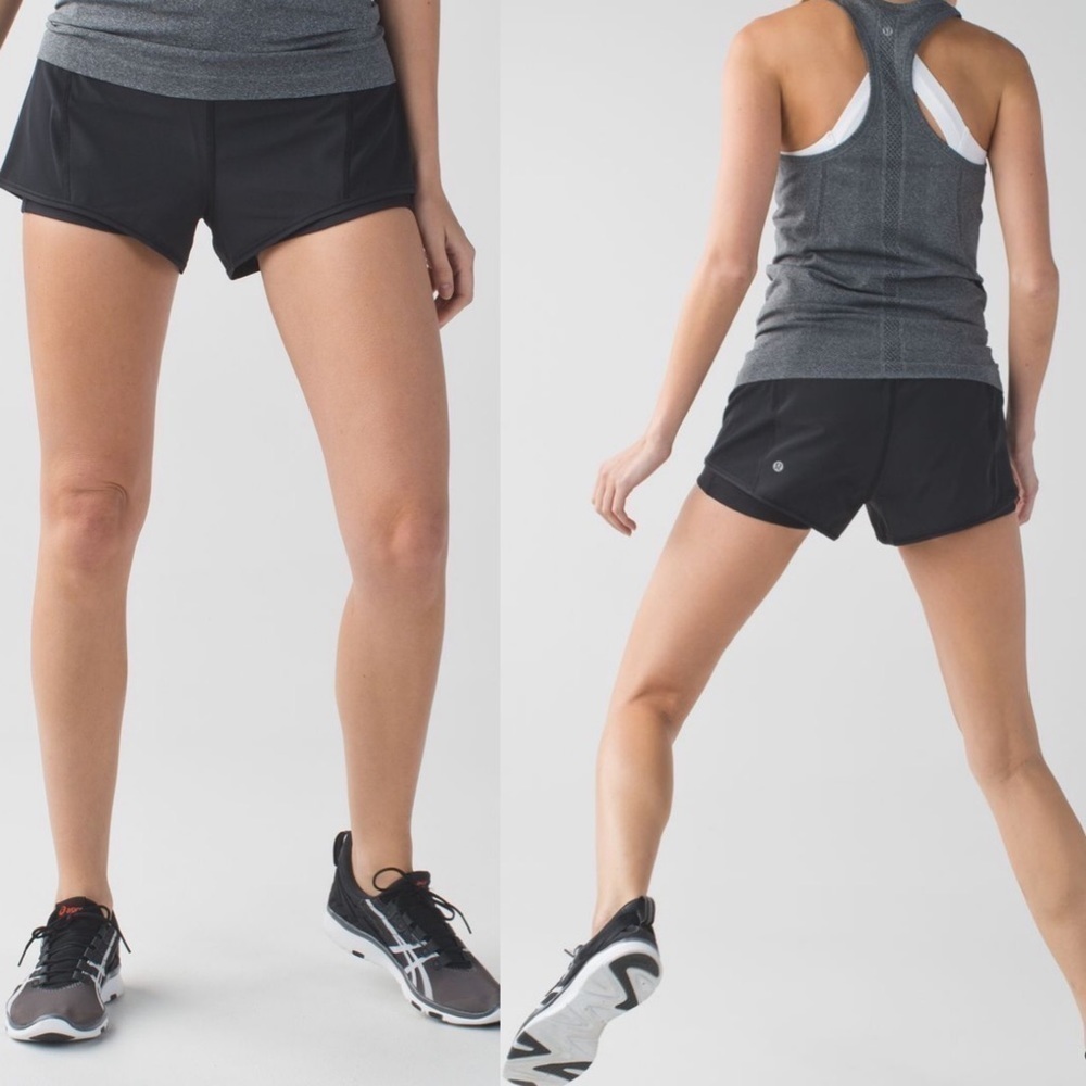 Lululemon Black All Meshed Up Lined Running Shorts